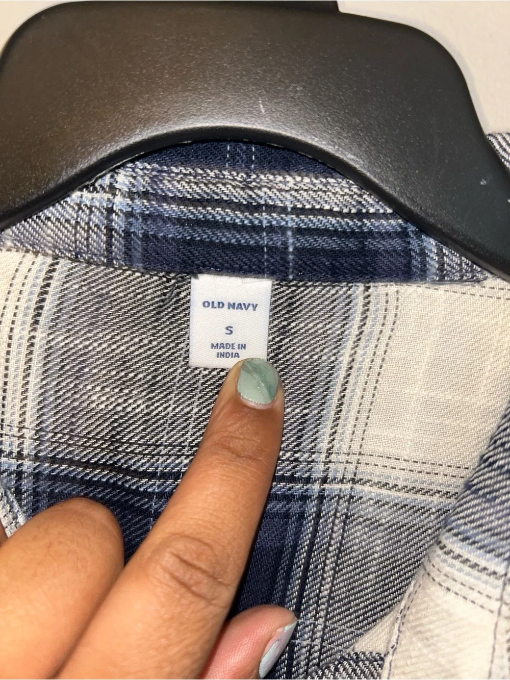 Old Navy Dress - navy/cream plaid Webster inspired button front shirt dress - Picture 4 of 11